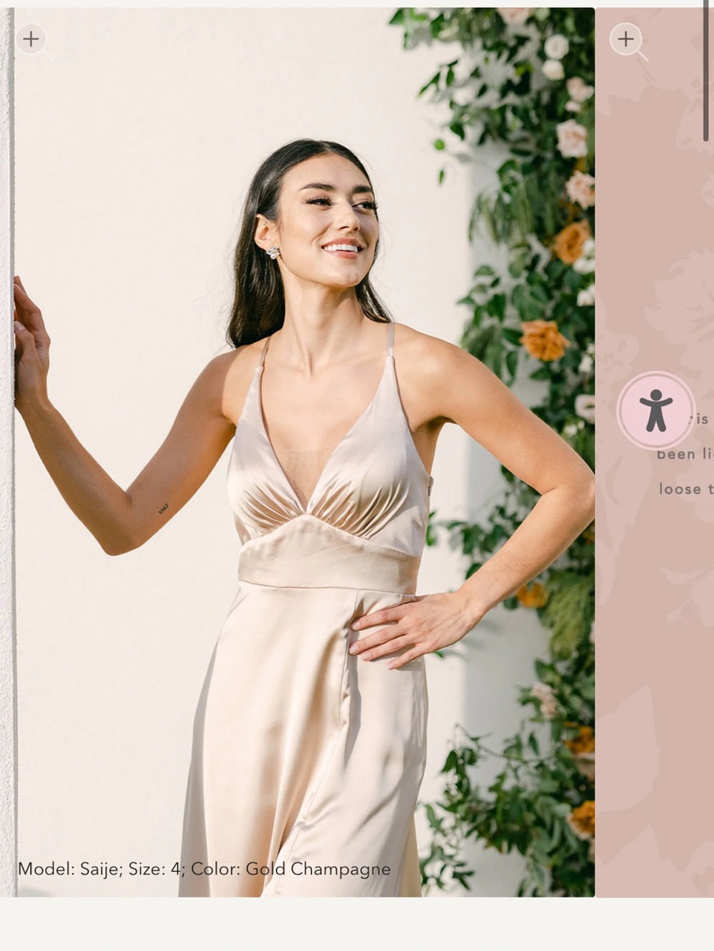 Revelry Gold Champagne Carmen Satin Dress